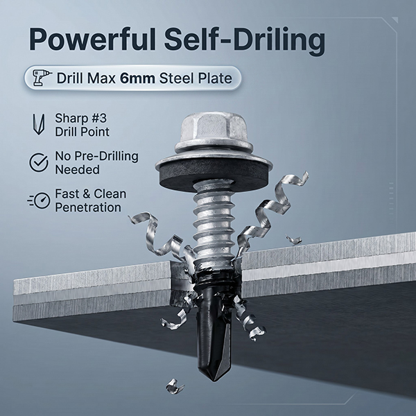 TSR bi-metal self-drilling screw for solar mounting and roofing fixing
